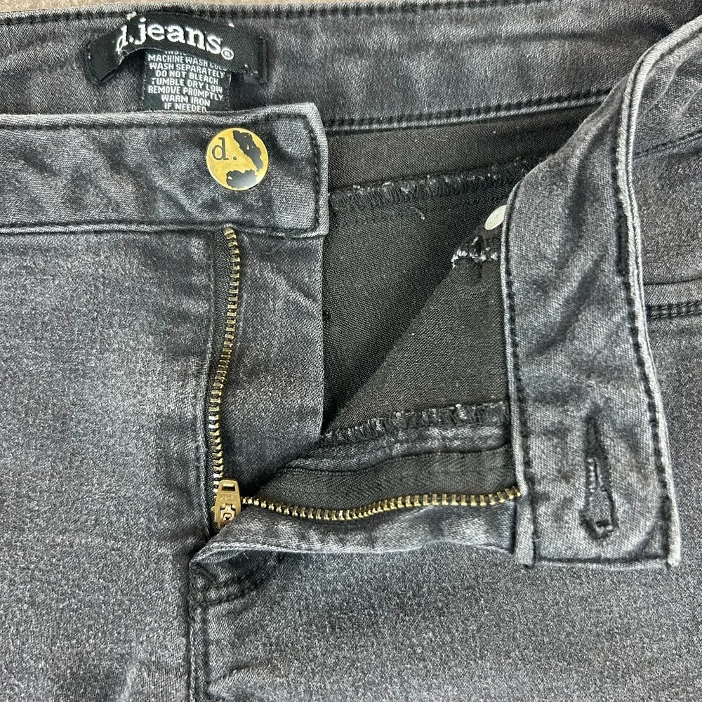 D Jeans Womens 6 Petite Charcoal Gray Cotton Stretch Mid Rise Travel Skinny Leg